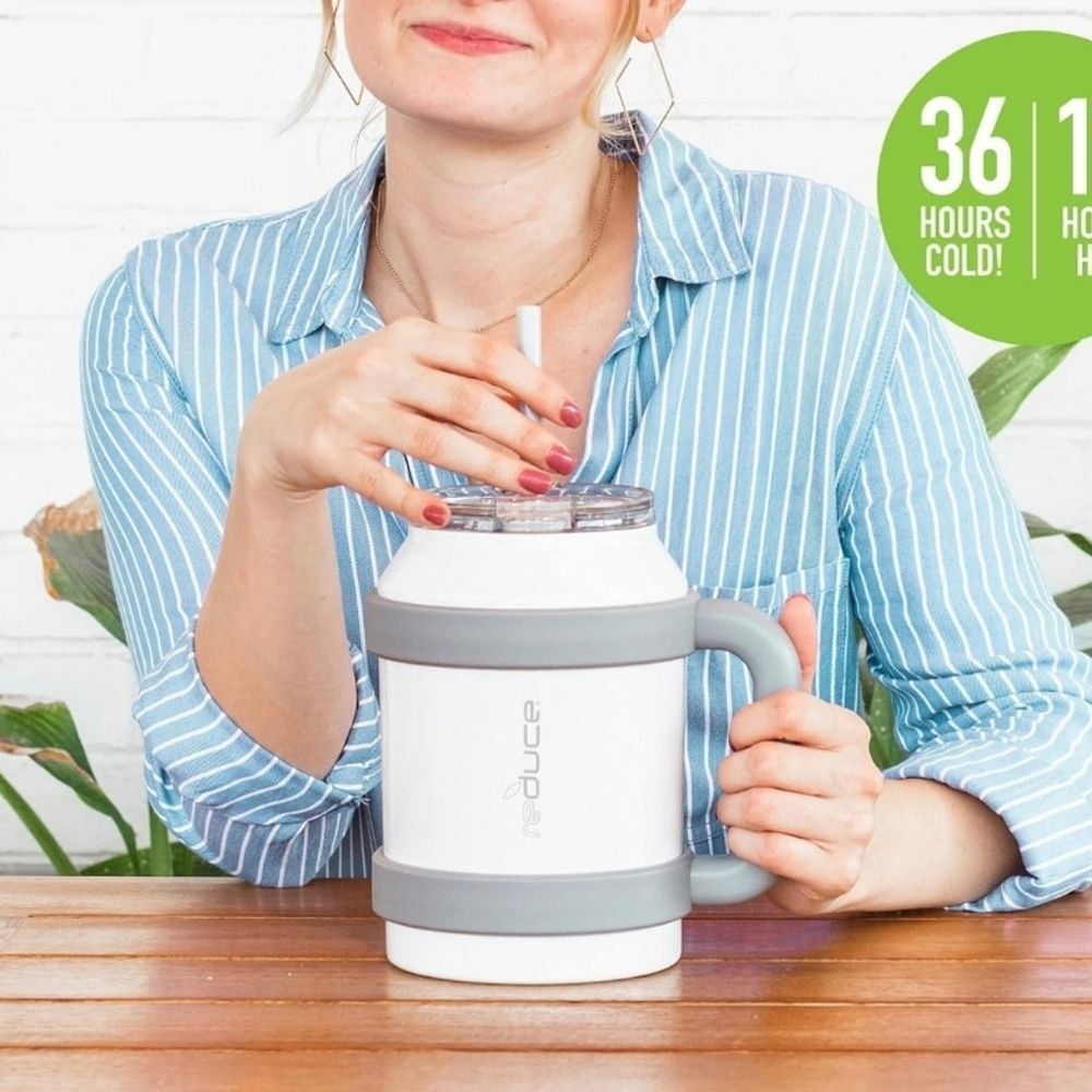 REDUCE Cold1 50oz Reusable Tumbler Mug Stainless Leakproof 36HRS Cold Straw - Picture 3 of 7